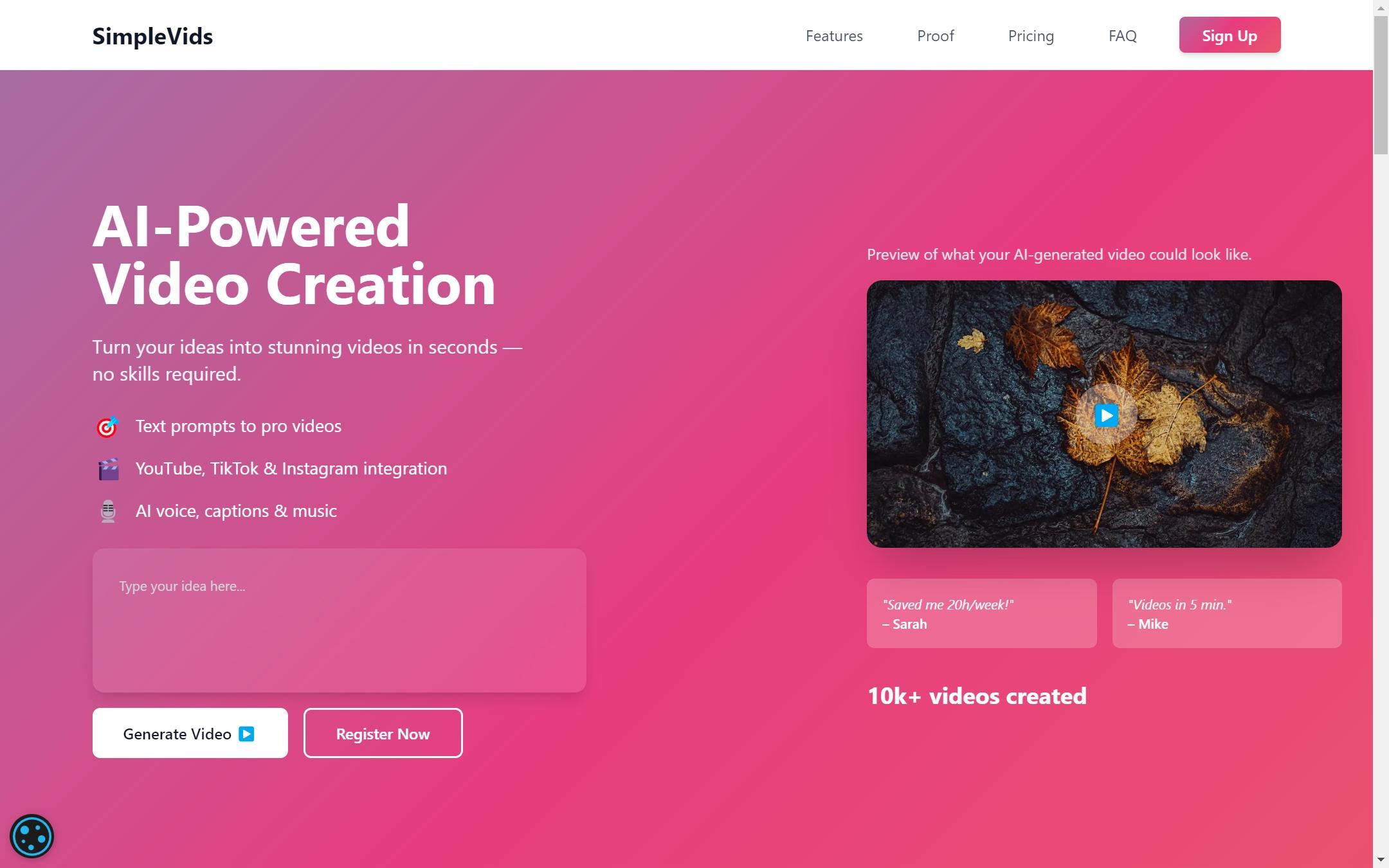 SimpleVids - AI video creation